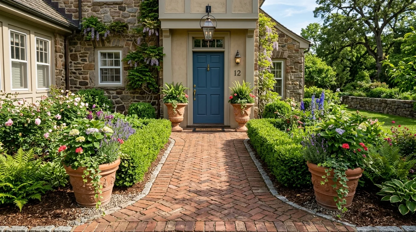 Front Walkway With Low Lighting